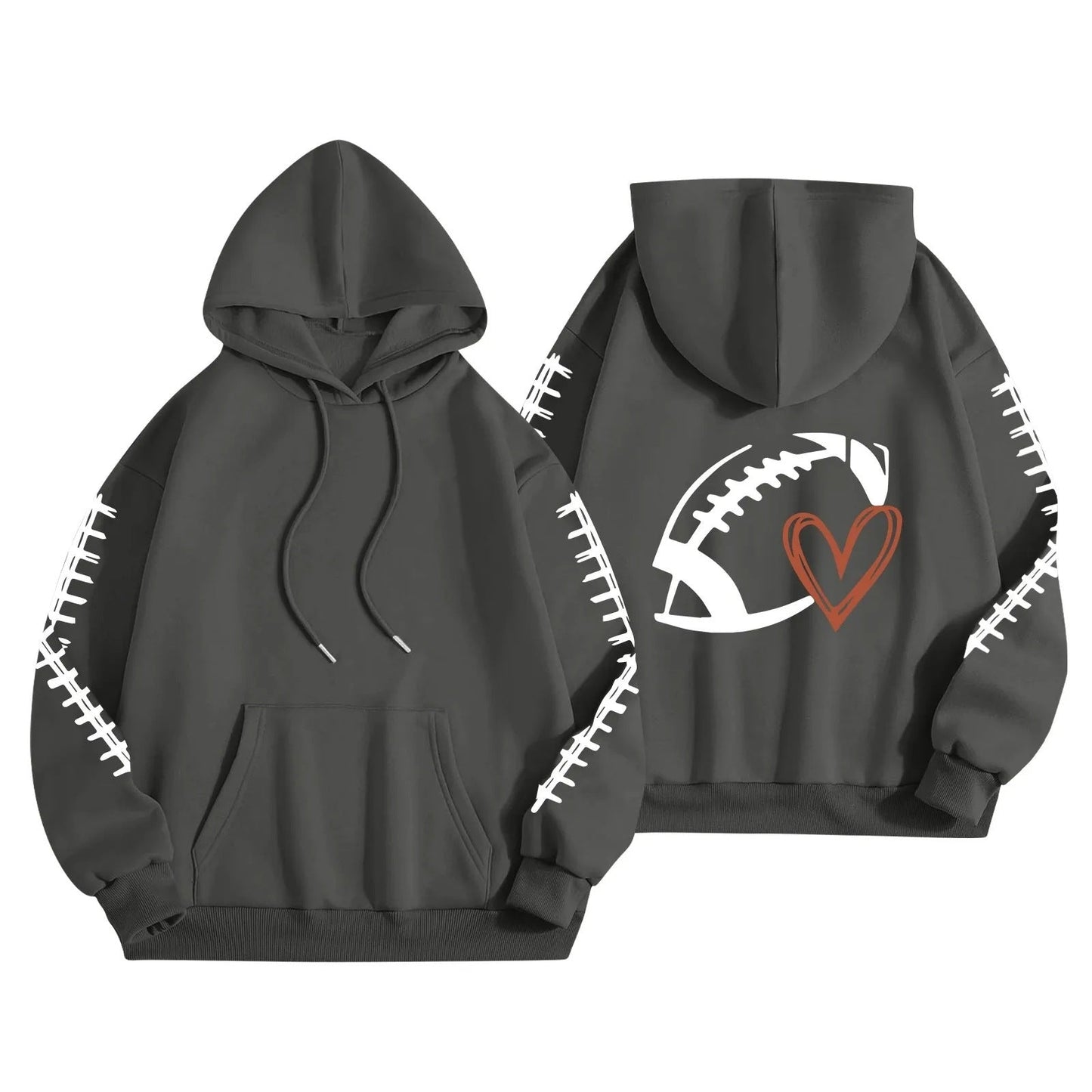 Damen Kapuzenpullover Football-Motiv Lässiger Schnitt