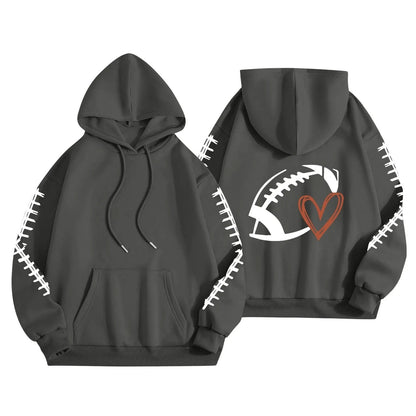 Damen Kapuzenpullover Football-Motiv Lässiger Schnitt