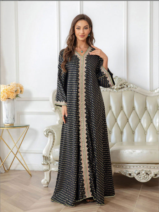 Damen Maxi-Kleid Kaftan-Stil mit Verzierungen Norvielle