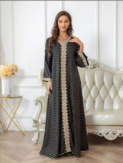 Damen Maxi-Kleid Kaftan-Stil mit Verzierungen Norvielle