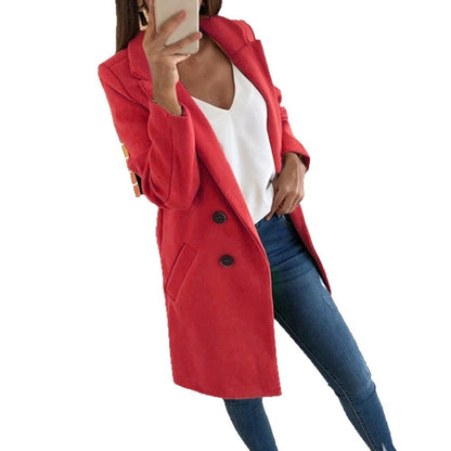 Damen Longblazer Doppelter Knopfleiste Wärmer Norvielle