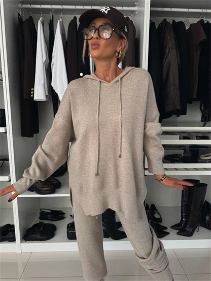 Damen Lounge-Set Oversized Kapuzenpullover Jogginghose Komfort