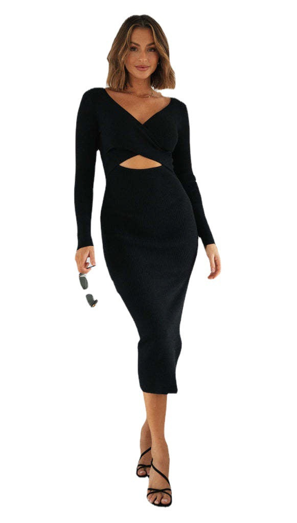 Damen Midi-Kleid Cut-Out-Design Seitenschlitz Norvielle