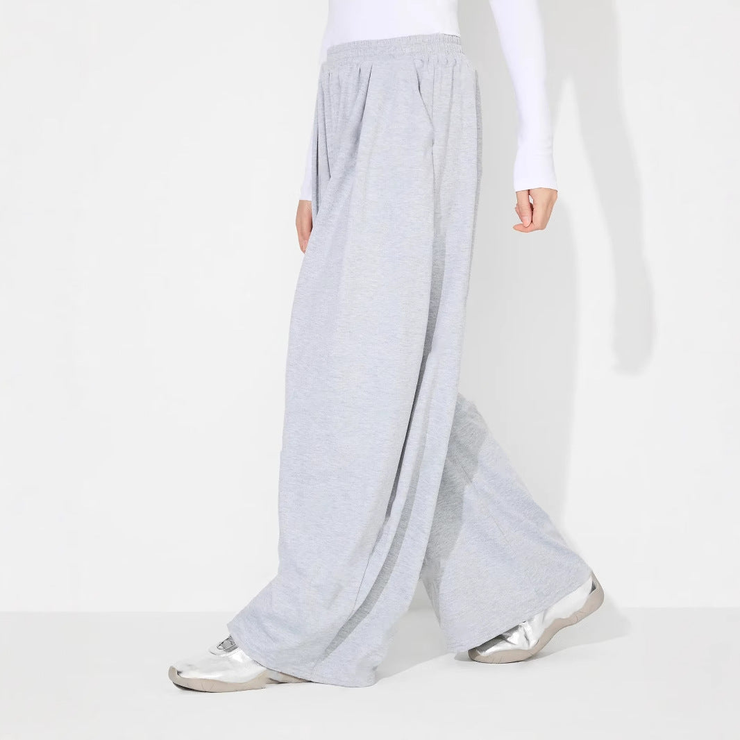 Damen Palazzo-Hose Elastischer Bund Falten