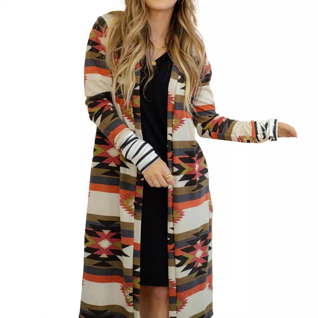 Damen Langarmcardigan Kimono Muster Norvielle