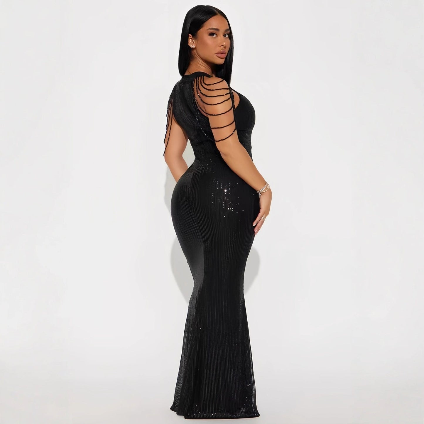 Damen Abendkleid Pailletten Norvielle