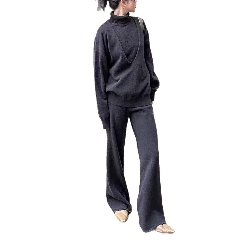 Damen Strickpullover Hochtaillierter Stehkragen Weich Norvielle
