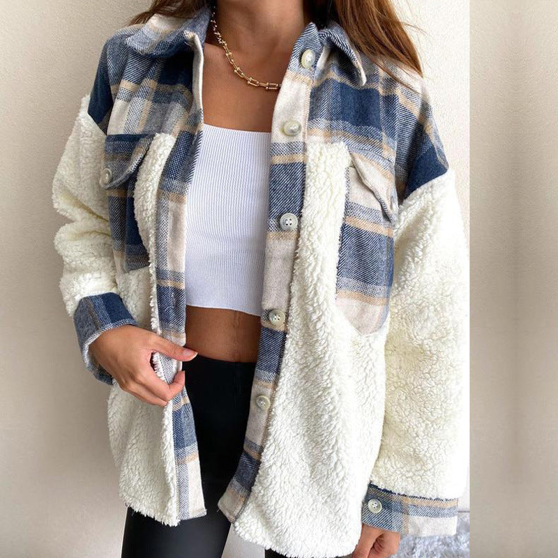 Damen Fleece-Hemdjacke Karomuster Lässiger Schnitt Norvielle