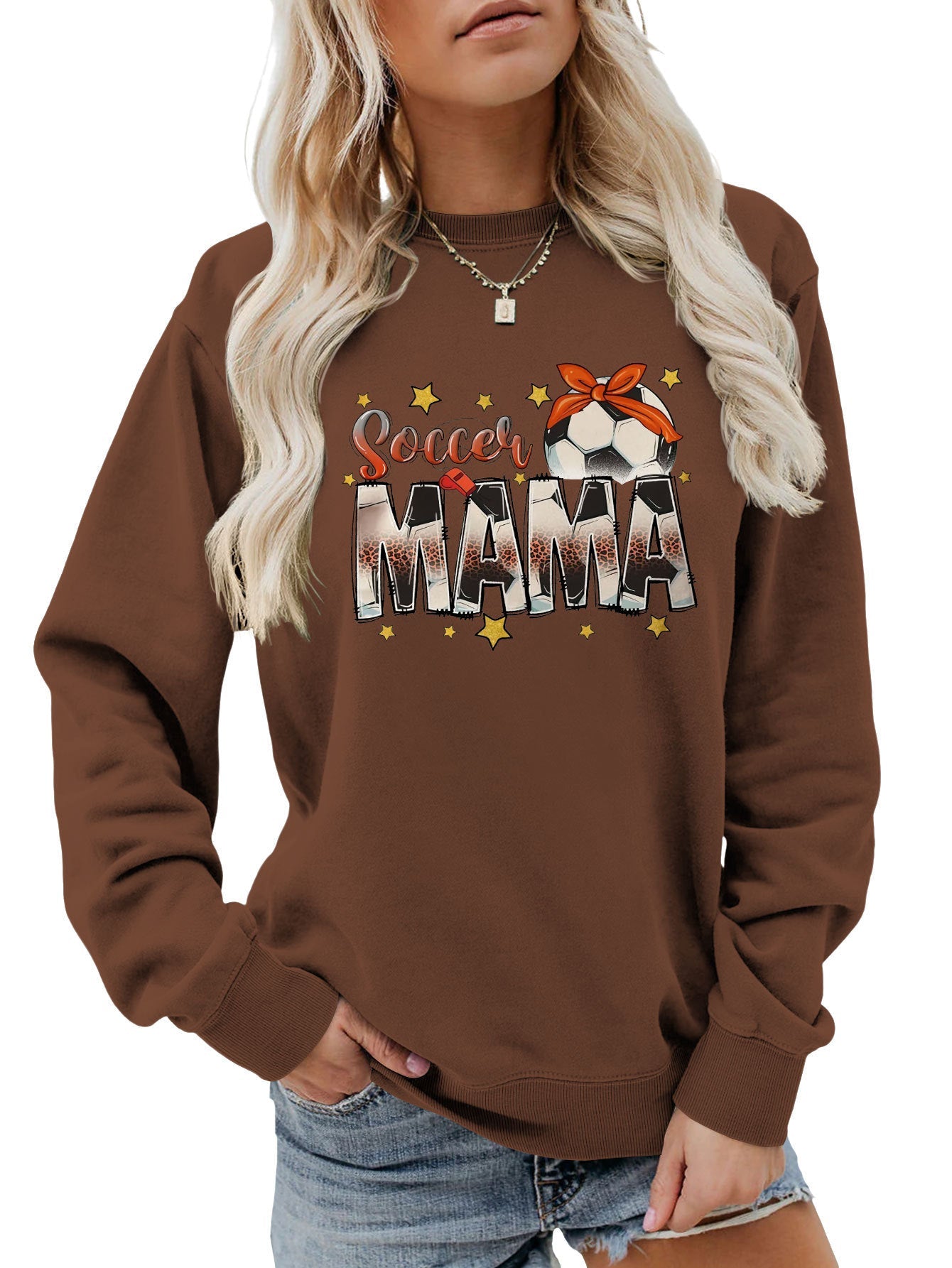 Damen Sweatshirt Soccer Mama Aufdruck Bequem Norvielle