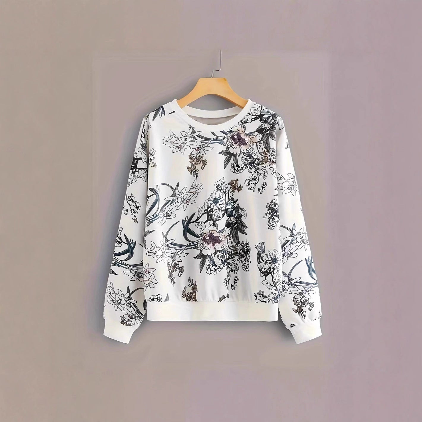 Damen Sweatshirt Floraler Druck Relaxed Fit Norvielle - Norvielle