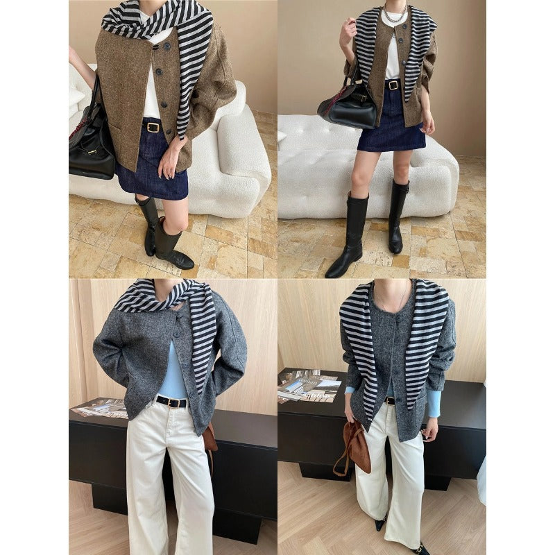 Damen Strickjacke Streifenmuster Modern Norvielle