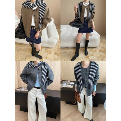 Damen Strickjacke Streifenmuster Modern Norvielle