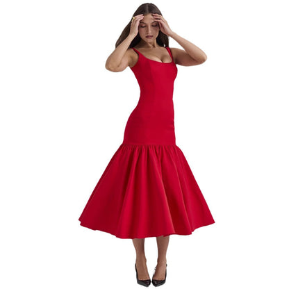 Damen Maxikleid Schwingender Rock Figurbetont Norvielle