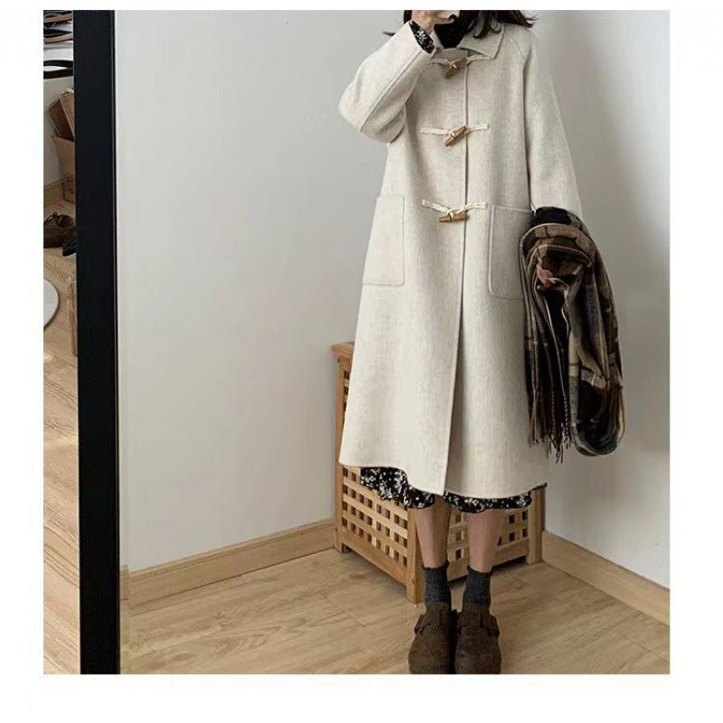 Damen Dufflecoat Praktische Taschen Dekorative Holzknebel Norvielle