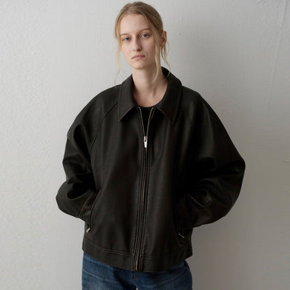 Damen Lederjacke Minimalistisch Norvielle