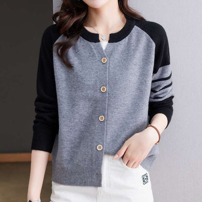 Damen Cardigan Farbkontrast Knopfdetails Norvielle
