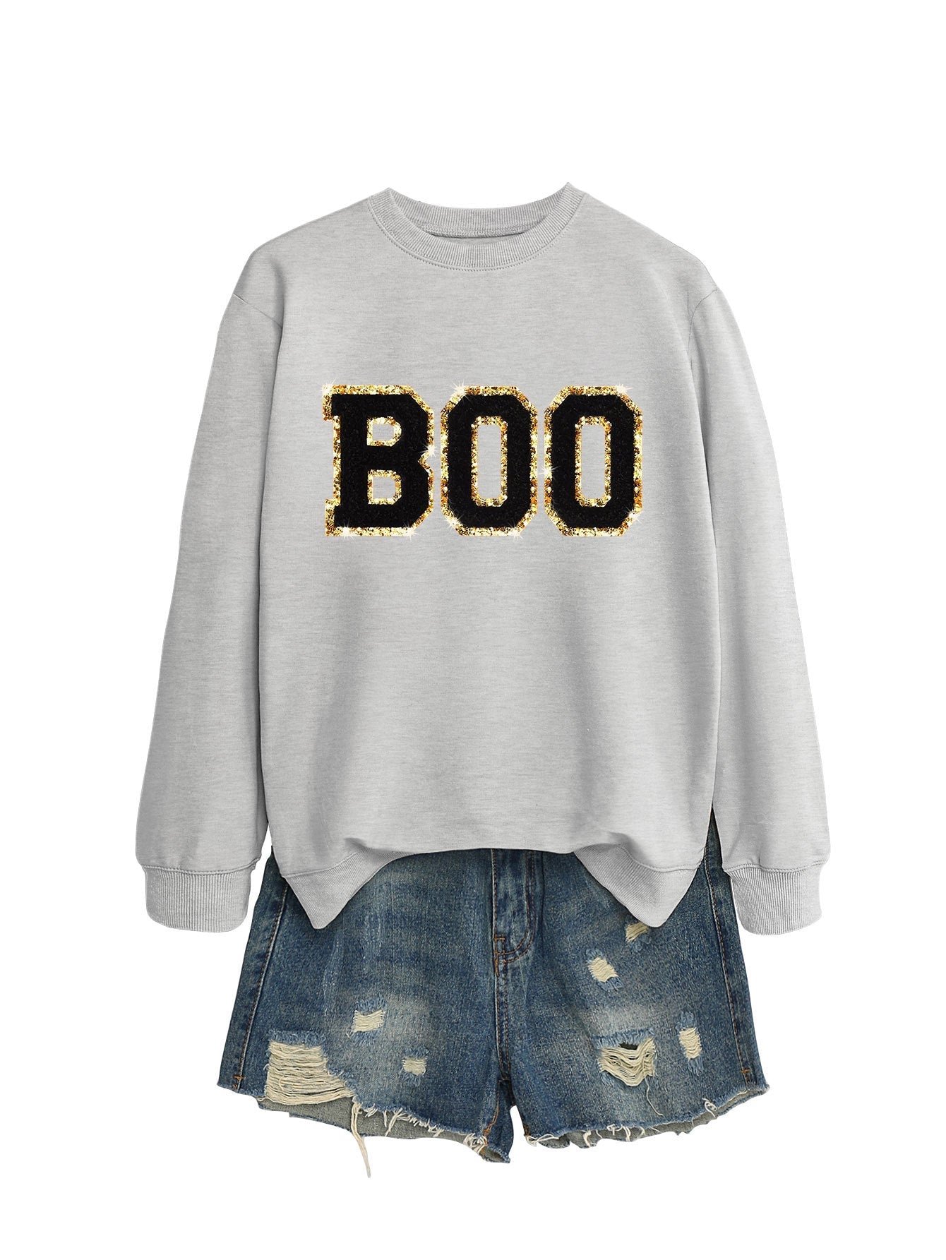 Damen Sweatshirt Glitzer Aufdruck Norvielle