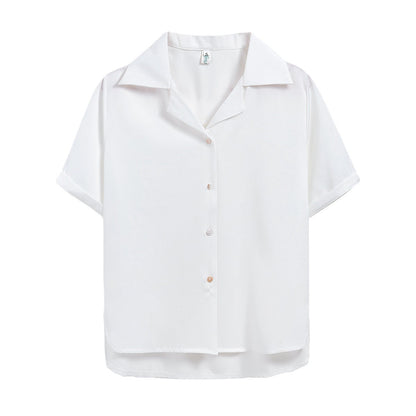 Damen Bluse Kurzarm Klassischer Kragen Elegante Knöpfe Norvielle