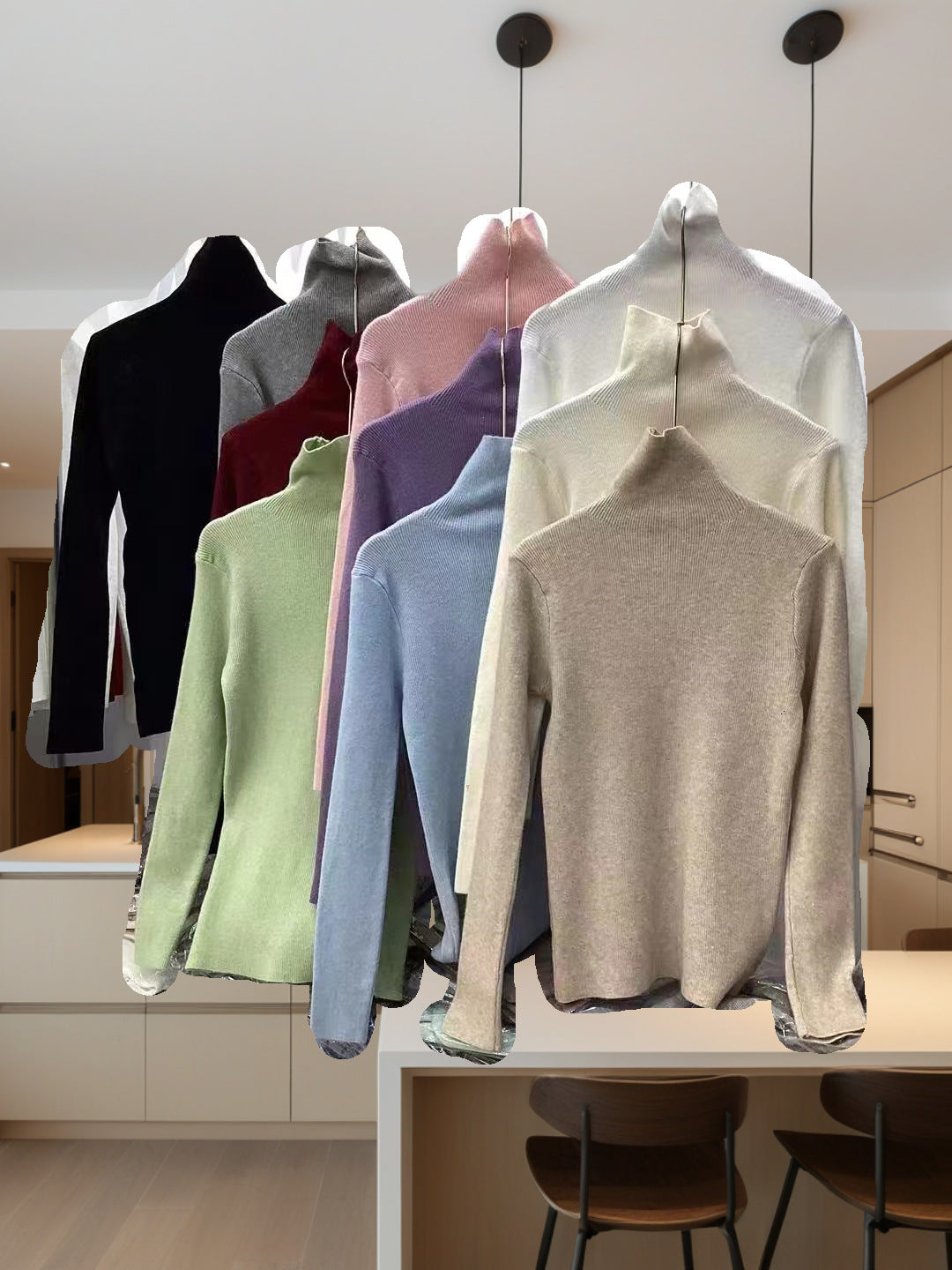 Damen Stehkragenpullover Rippstrick Fein