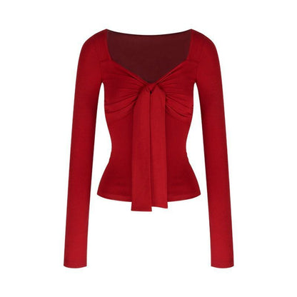 Damen Langarmtop mit Knotendetail Elegantes Design Norvielle