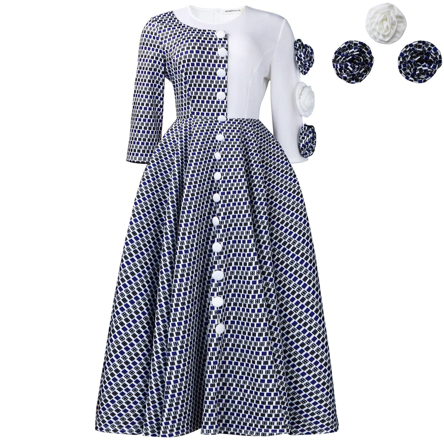 Damen Kleid Grafisches Muster Mehrfarbig Norvielle