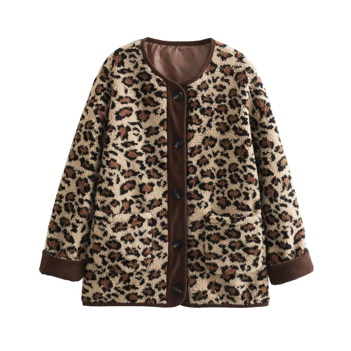 Damen Plüschjacke Leo-Muster Norvielle