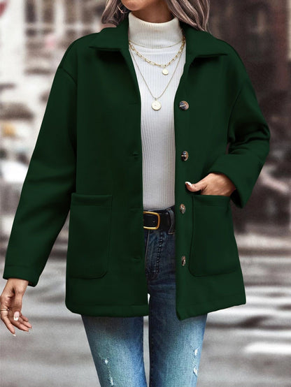 Damen Oversized-Jacke Knopfdetails Taschen Norvielle