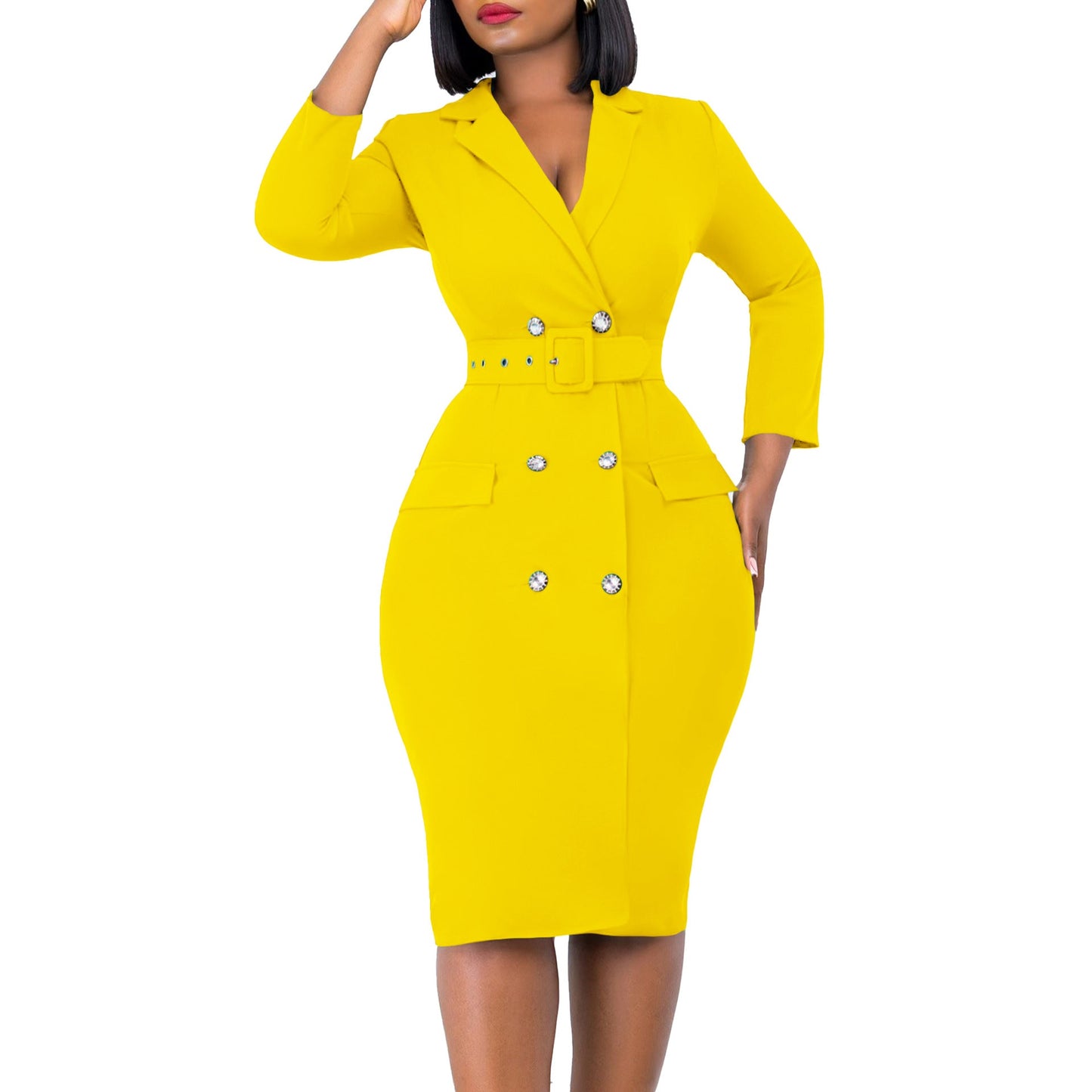 Damen Blazer-Kleid Tailliert Abnehmbarer Gürtel Norvielle