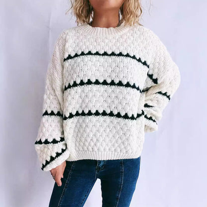 Damen Pullover Grobgestrickt Lässiger Schnitt Norvielle