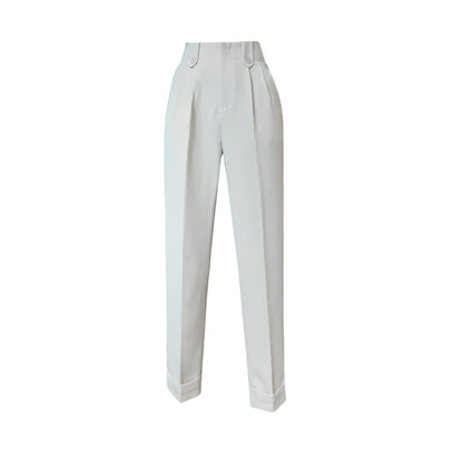 Damen Chinohose Hochtaillierter Bund Mit Knöpfen Norvielle