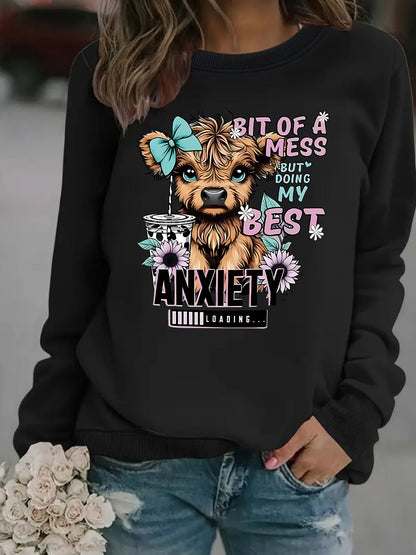 Damen Sweatshirt Hundedesign Motiv Weich