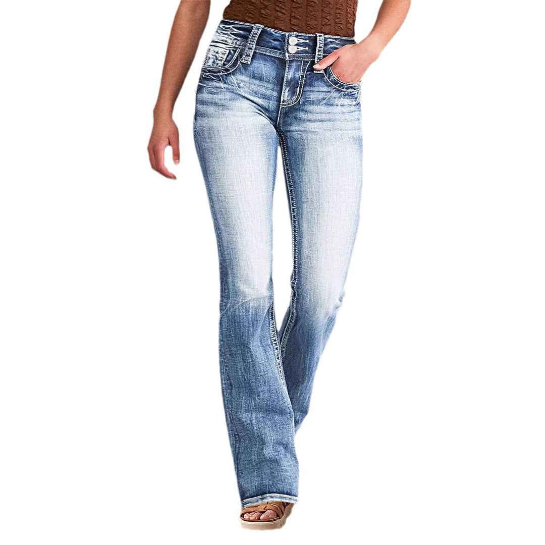 Damen High-Waist Bootcut Jeans Lässiger Vintage-Look