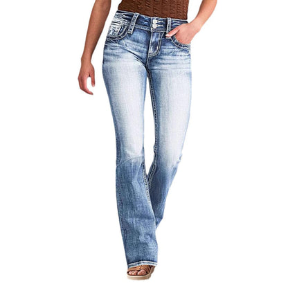 Damen High-Waist Bootcut Jeans Lässiger Vintage-Look