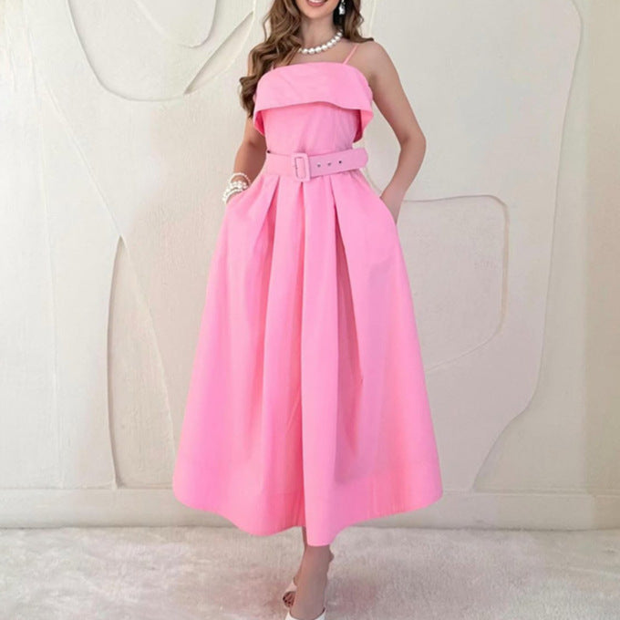 Damen Maxikleid Träger Tailliert Norvielle