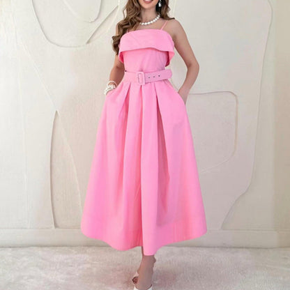 Damen Maxikleid Träger Tailliert Norvielle