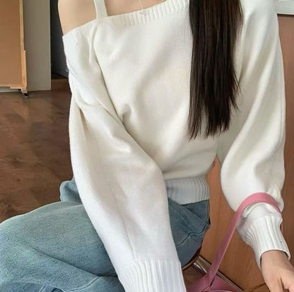 Damen Pullover Lässiger Schnitt Schulterdesign Norvielle