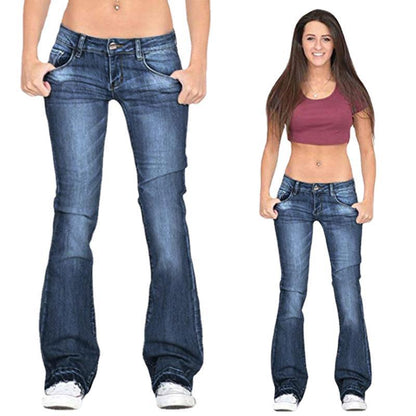 Damen Niedrige Taillierte Schlagjeans