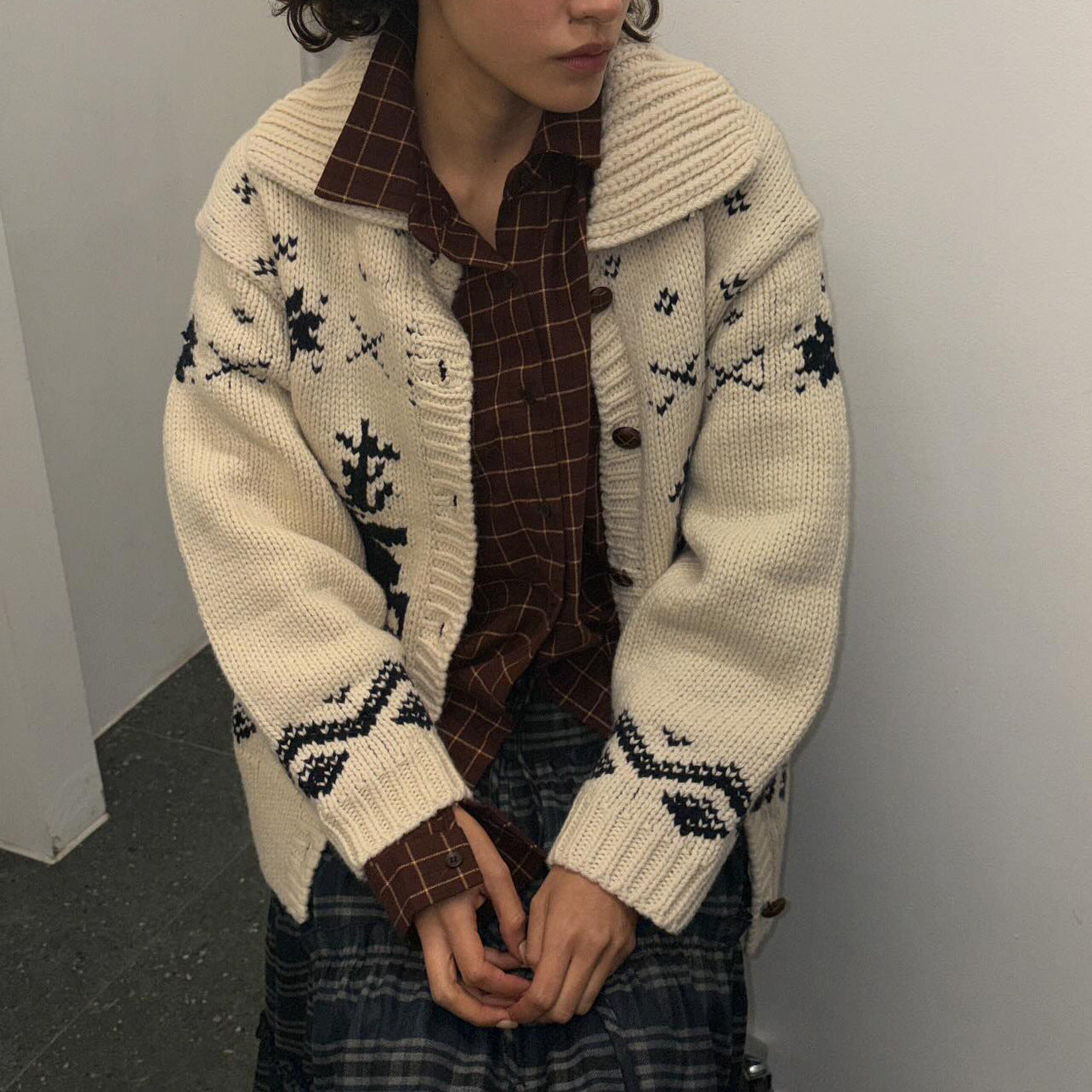 Damen Strickjacke Grafisches Muster Norvielle