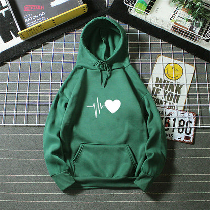 Damen Kapuzenpullover Herzschlagmotiv Norvielle