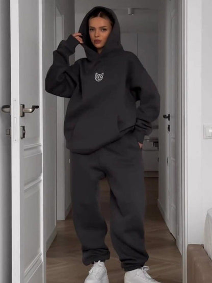 Damen Oversize Kapuzenpullover Set mit Jogginghose Norvielle