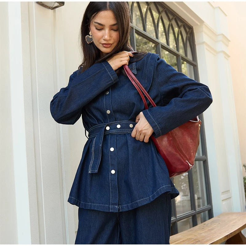 Damen Denimjacke mit Taillengürtel