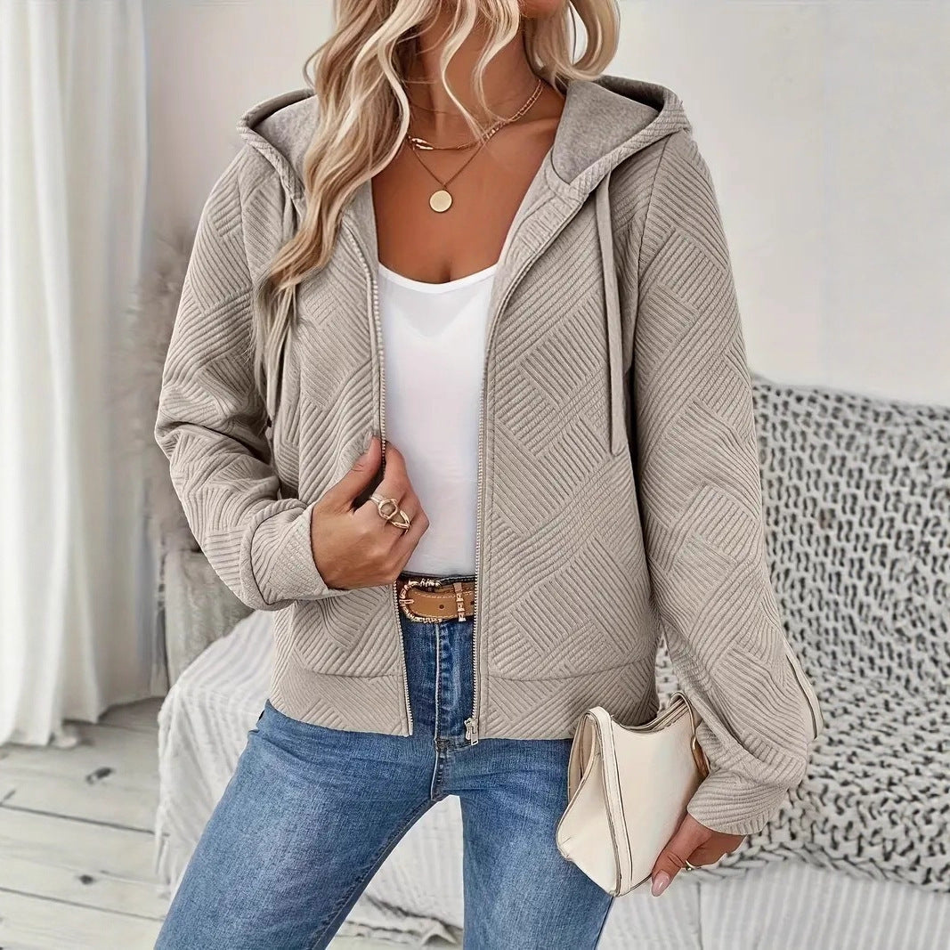 Damen Sportkapuzenjacke Strukturiertes Design Praktische Taschen