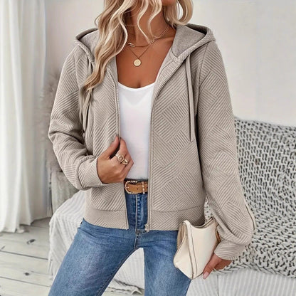 Damen Sportkapuzenjacke Strukturiertes Design Praktische Taschen