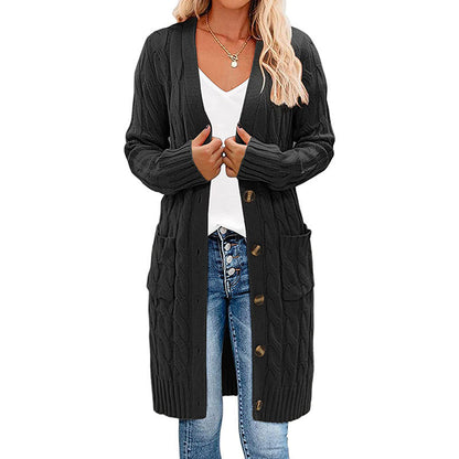 Damen Grobstrick-Cardigan mit Taschen und Knöpfen Norvielle