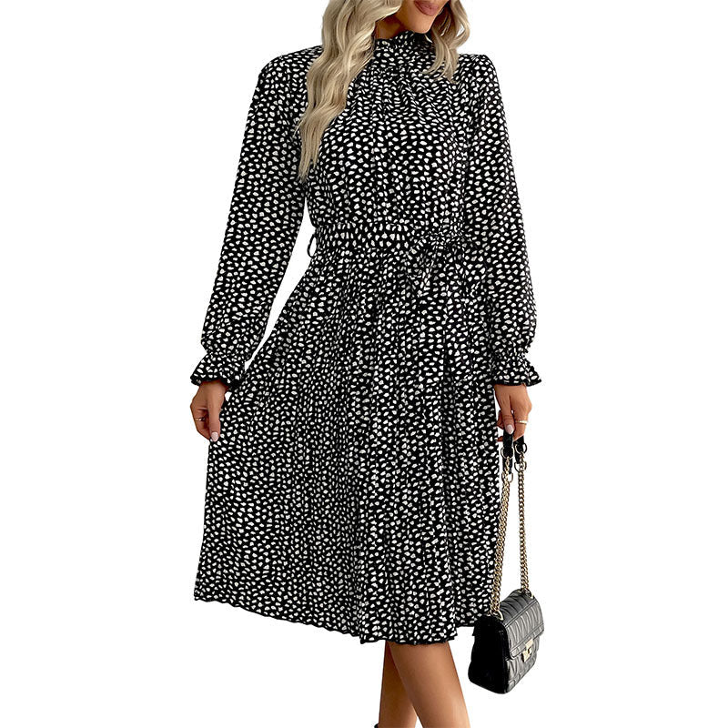 Damen Midi-Kleid Rüschensaum Taillengürtel Norvielle