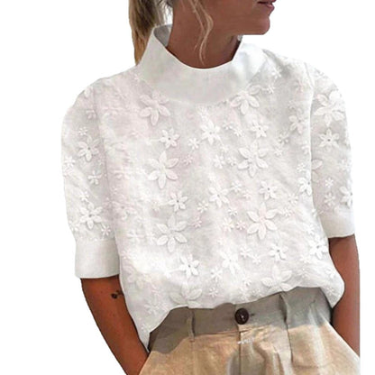 Damen Bluse Kurz Florales Stickdesign Norvielle