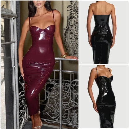 Damen Trägerloses Bodycon-Kleid Glänzend - Norvielle