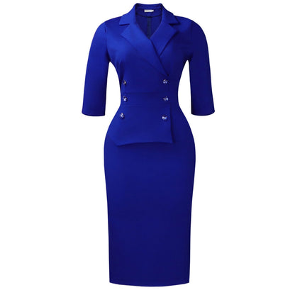 Damen Blazer-Kleid Tailliert Elegante Knopfleiste