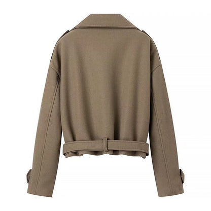 Damen Bikerjacke Leder Gürteldetail