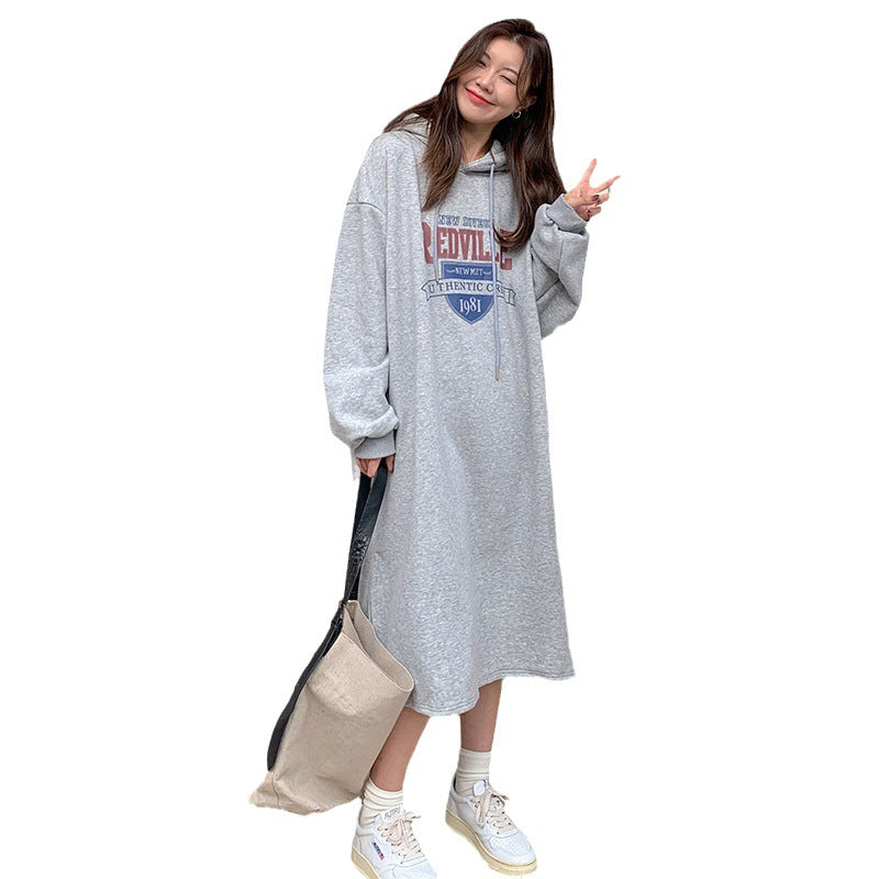 Damen Hoodie-Kleid Lässiger Schnitt Grafikdruck